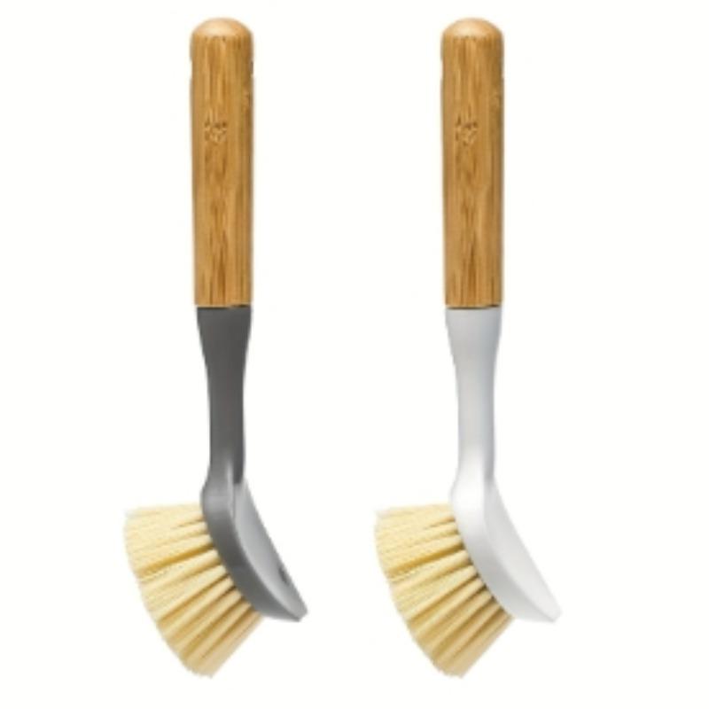 4pcs Bamboo-handled Dish Brush, Built-in Scraper for Kitchen Dishwasher, Sanding Brush.