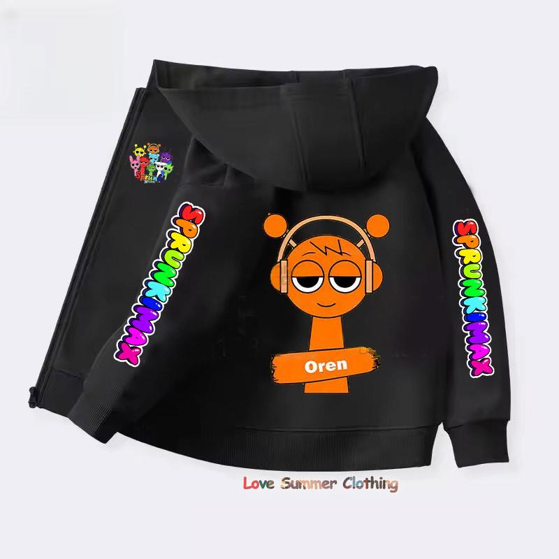 Sprunki Reißverschluss-Hoodies für Kinder Incredibox Anime-Figuren Mädchen-Sweatshirt Kinder Frühling Herbst Pullover Geschenk Jungenkleidung 4-14J