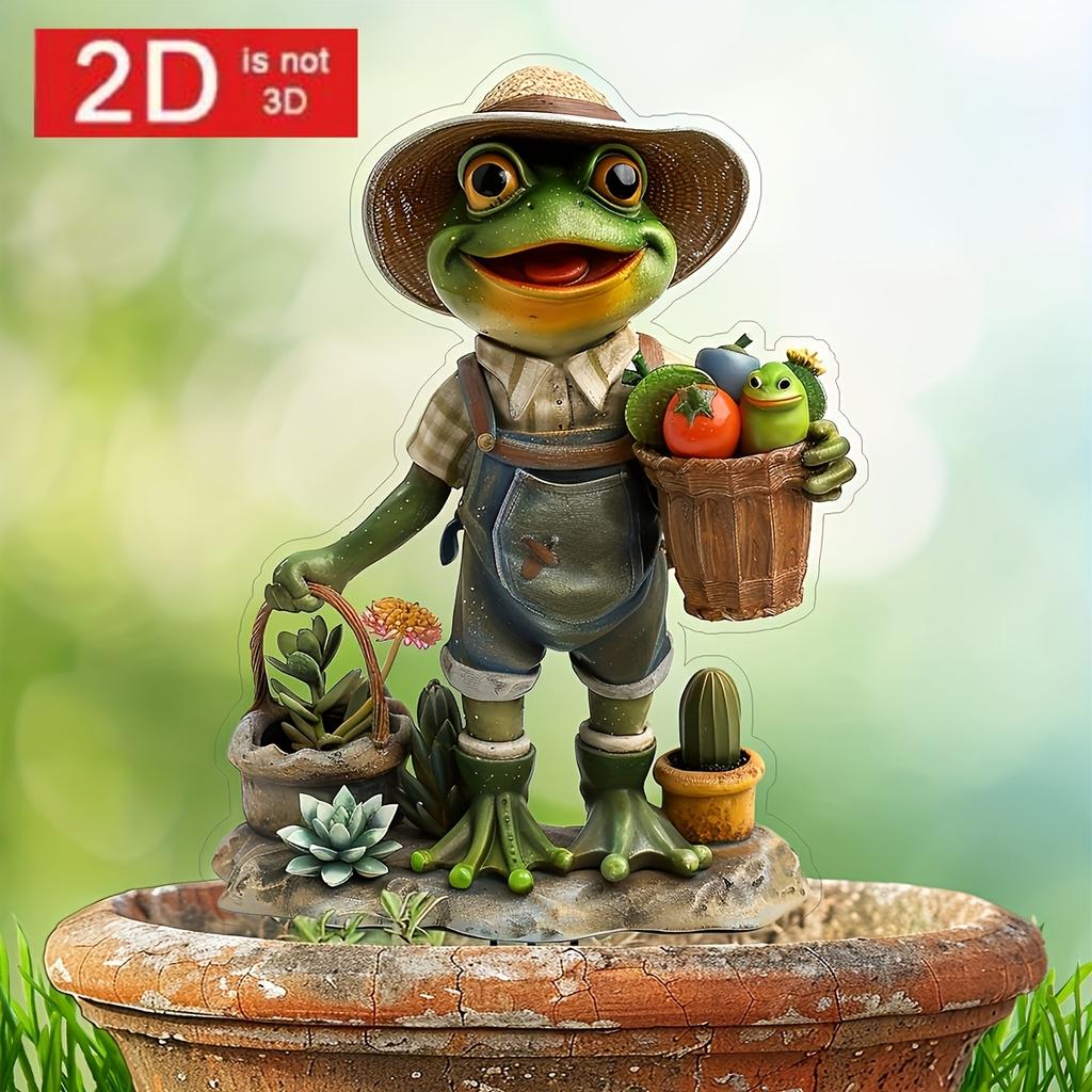 Flat 2d Frog Acrylic Garden Fence, Suitable for Outdoor, Lawn and Courtyard Decoration, Bonsai Landscape Embellishment |   Ideal Gift, Outdoor Garden