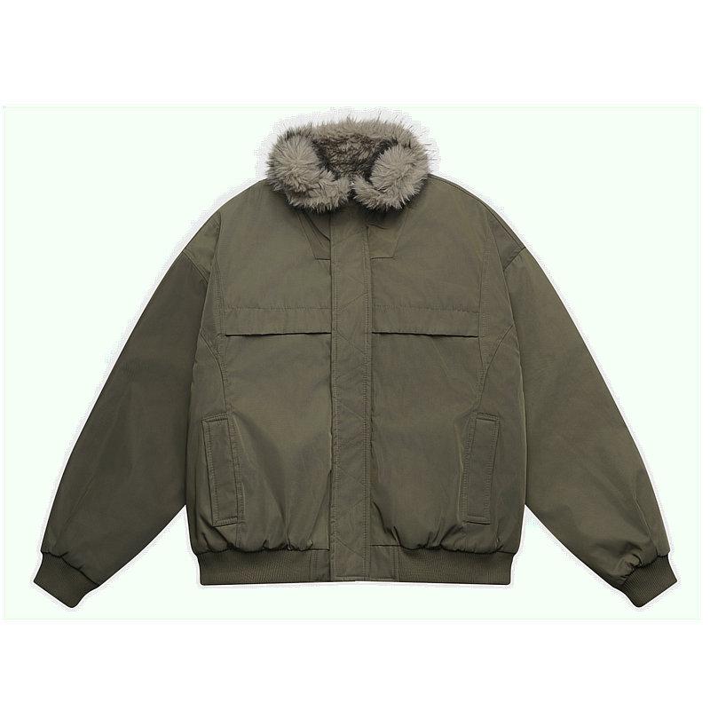 Unisex Winter Thick Cotton Stand Collar Jacket - American Streetwear Style M