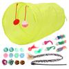 Cat Feather Toy Set Interactive Cat Toy Kitten Toy Assortments Includes Tunnel Cat Stick Balls Bells and Mice