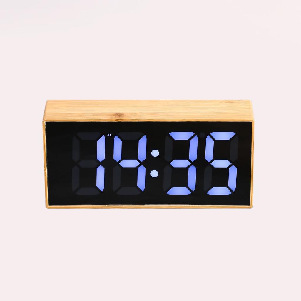 LED Electronic Clock Simple and Fashionable Alarm Clock Bedside Mute Clock Large Font Solid Wood Clock