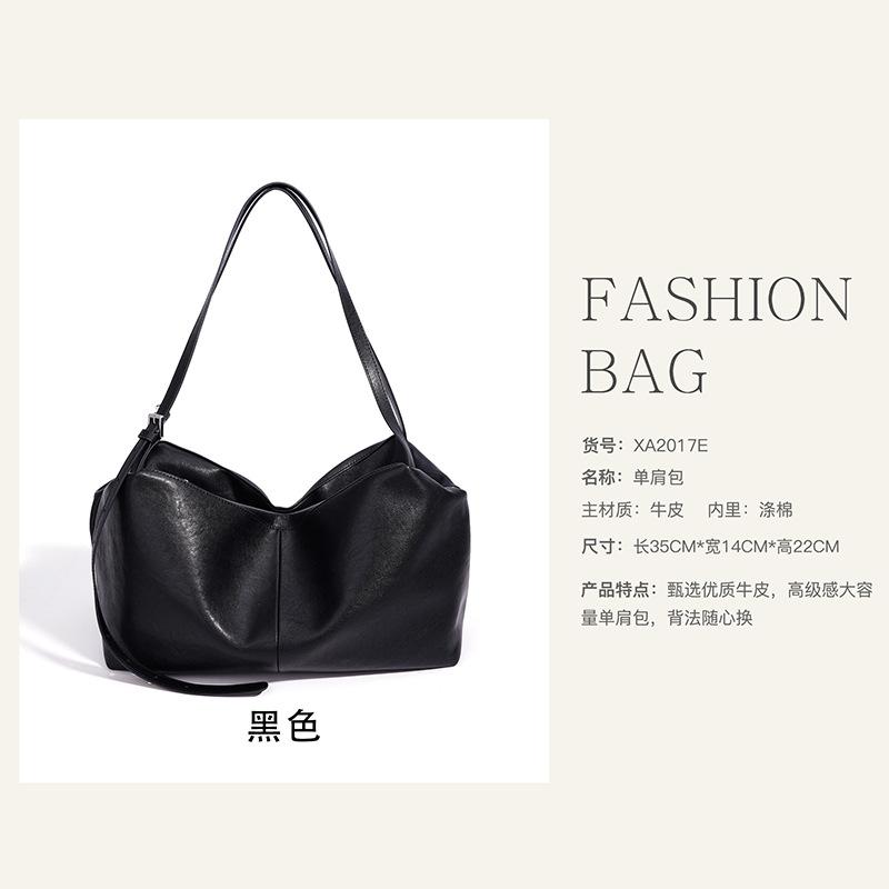 Fashion Women's Bags Versatile Simple Portable Shoulder Bag Large Capacity with Zipper Leather Commuter Tote Bag