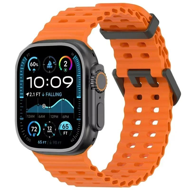 Ozean-Silikonarmband für Apple Watch Ultra 3 2 49mm/11 10 46mm 45mm 44mm Sportarmband Armband iWatch Serie 9 8 7 6 5 4 SE 3