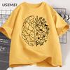 Floral Brain Anatomy T Shirt Unisextal Health TShirt Nurse Nursing School Tshirt Brain Flowers Printed Cotton Short Sleeve Tees