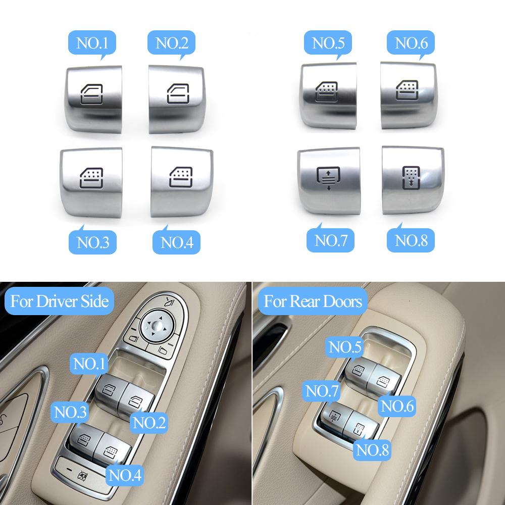Car Front Rear Window Switch Repair Button Caps Key Cover Trim For Mercedes Benz E S Class W213 W222 E300 E350 S320 S350 S450