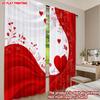 Set Of 2 Flat Printing Happy Valentine Day Curtain Romantic Hearts Digital Printed Polyester Drapes Festive Wall Decor Art