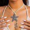 Collier avec pendentif étoile de mer en métal bohème pour femme, style ethnique océan, corde, bijoux d'été, de plage et de vacances