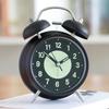 Classical Double Bells Metal Alarm Clock Quiet Nonticking Bright Night Lamp Dials Bedroom Clock for Heavy Sleepers