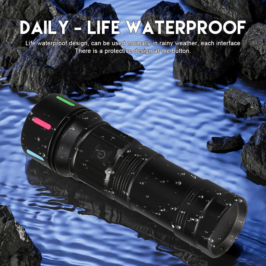 High Power 4 Light Source LED Flashlight Super Bright RechargeableTelescopic Zoom Tactical Torch Outdoor Camping Lantern