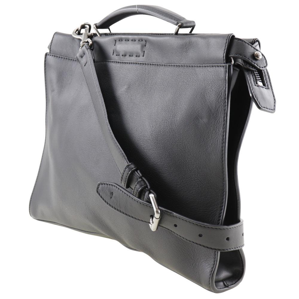 Fendi Peekaboo Business Bag Ceria 2WAYShoulder Black Calfskin Mens Used
