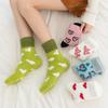 Autumn and Winter Coral Fleece Floor Socks for Girls, Cute Half-fleece Heart-shaped Sleep Postpartum Socks, Winter Thickened Warm Mid-calf Socks
