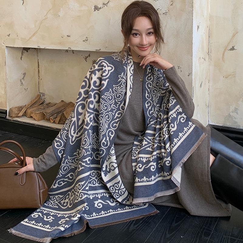 Women S Ethnic Style Faux Cashmere Scarf Warm Thick Travel Shawl