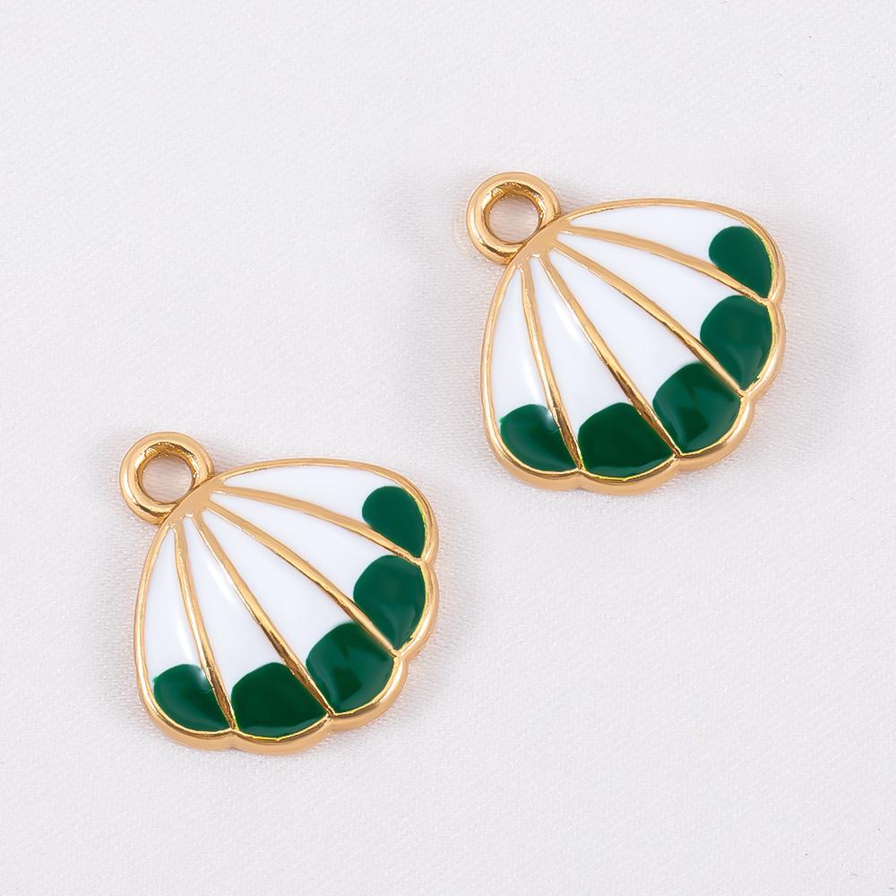 10pcs Cute Green Purple Pink Enamel Ocean Crab Conch Fishtail Heart Charms Alloy Pendants DIY Necklace Bracelet Jewelry Findings