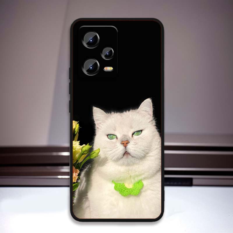 Anime cartoon cat illustration For Xiaomi Redmi Note 15 14 13 12 12S 11E 11 11S Pro Plus 4G 5G Black Soft TPU Phone Case