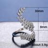 Graceful Leaves Both End of Open Ring 925 Sterling Silver Girl Cocktail Party Rings Shine Crystal Zircon Fashion Women Jewelry
