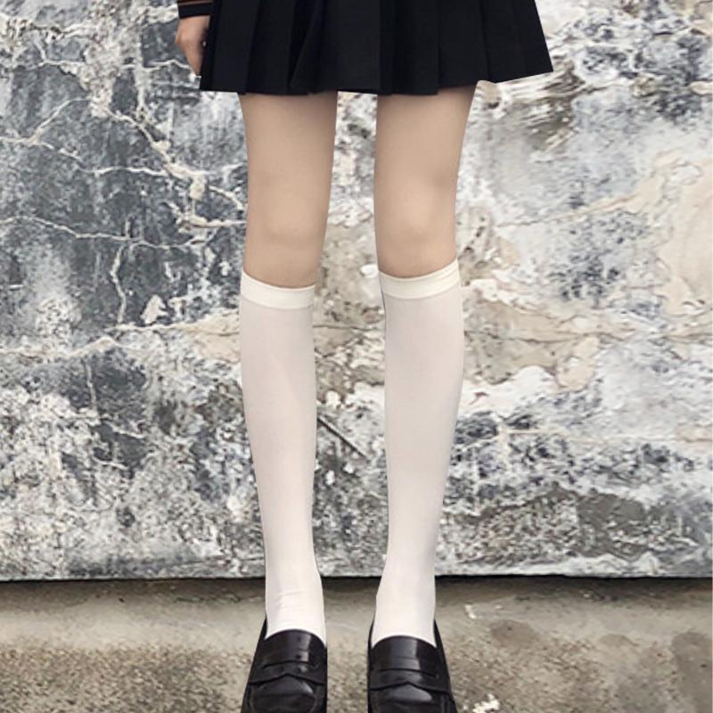 Jk Black White Long Socks for Women Lolita Solid Knee High Velvet Socks Girls Fashion Kawaii Sexy Cosplay Nylon Socks S-XL