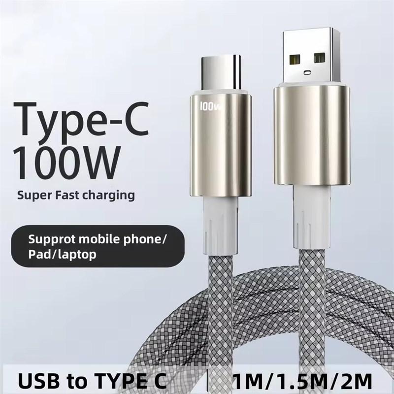 

240W USB Type C Fast Charging For Redmi Huawei 6A C to Cable For Xiaomi OPPO Samsung iPhone USB 1M срібний