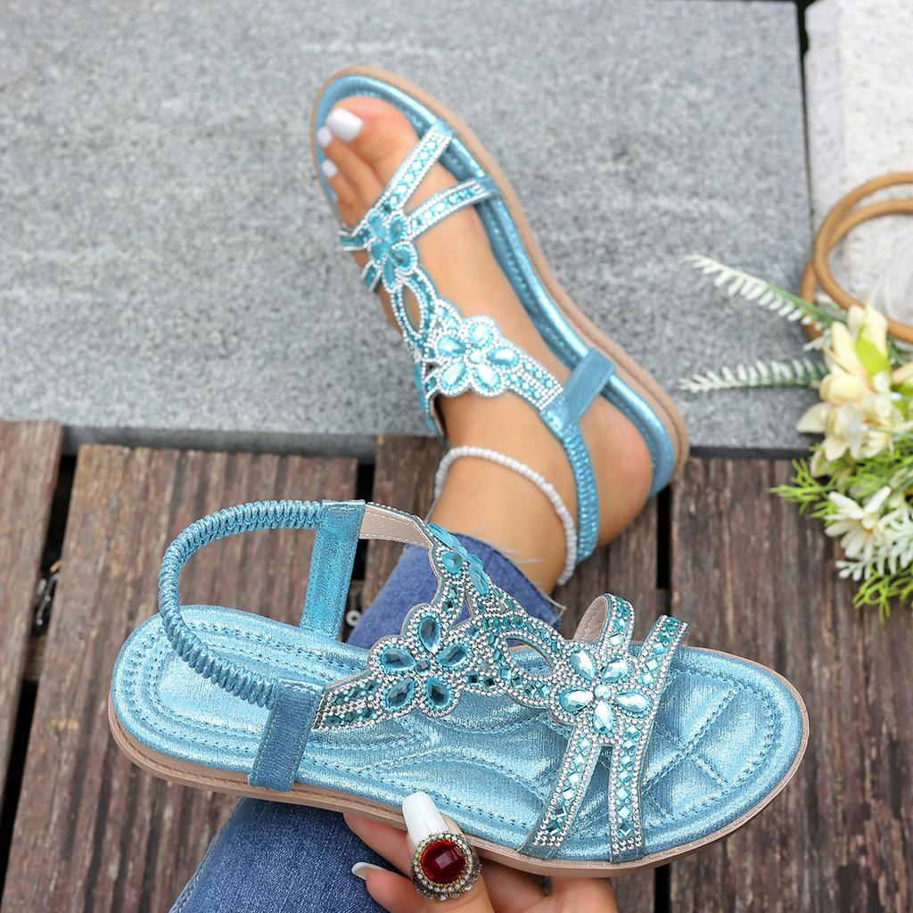Fashion Women's Sandals Fashion Women Summer Sandals 2025 New Summer Shoes for Women Low Heels Flat Sandalias Mujer Crystal Footwear