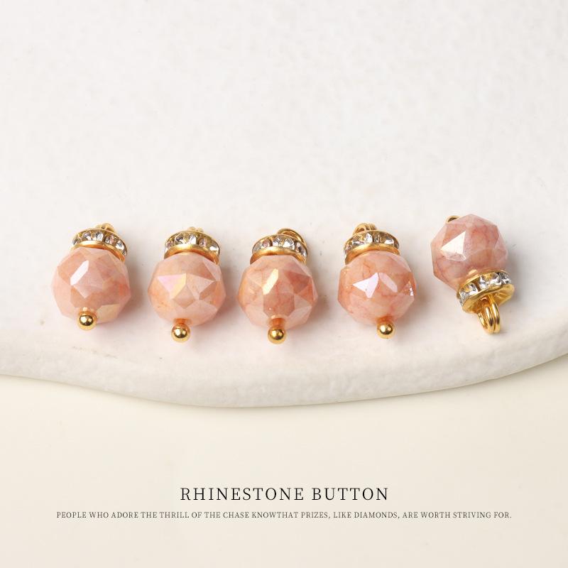 5pcs Imitation Crystal Cut Color Diamond-Encrusted Small Buttons Hanfu Cheongsam Buttons Women'S Shirt Cardigan Sweater Decorative Buttons