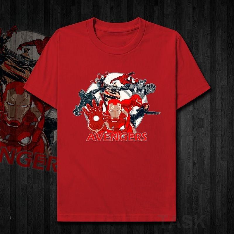 Genuine Authorized ASK European and American Avengers Movie Iron Man Cotton Short-sleeved T-shirt Men's and Women's Tops