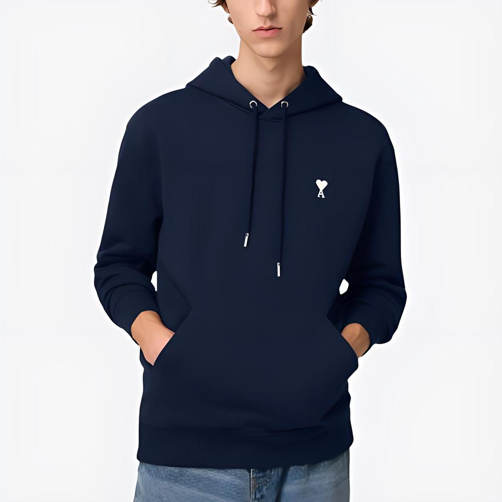 Ami Paris Ami De Coeur Logo Embroidered Drawstring Hoodie HSW260730-430