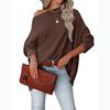Spring and Autumn Women's T-shirt Casual Off-shoulder Bat Long Sleeve Waffle Knitted Oversized Pullover Sweater Pullover Tops