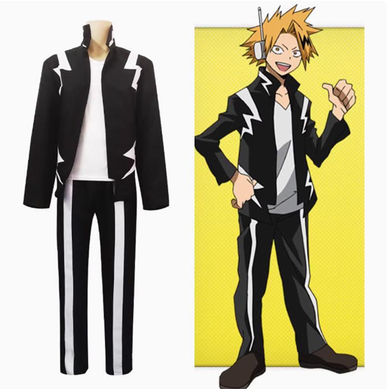 Anime My Hero Academia Disfraz Cosplay Kaminari Denki Pelucas Cortas Horquilla Traje Uniforme Negro Halloween Navidad Fiesta Atuendo