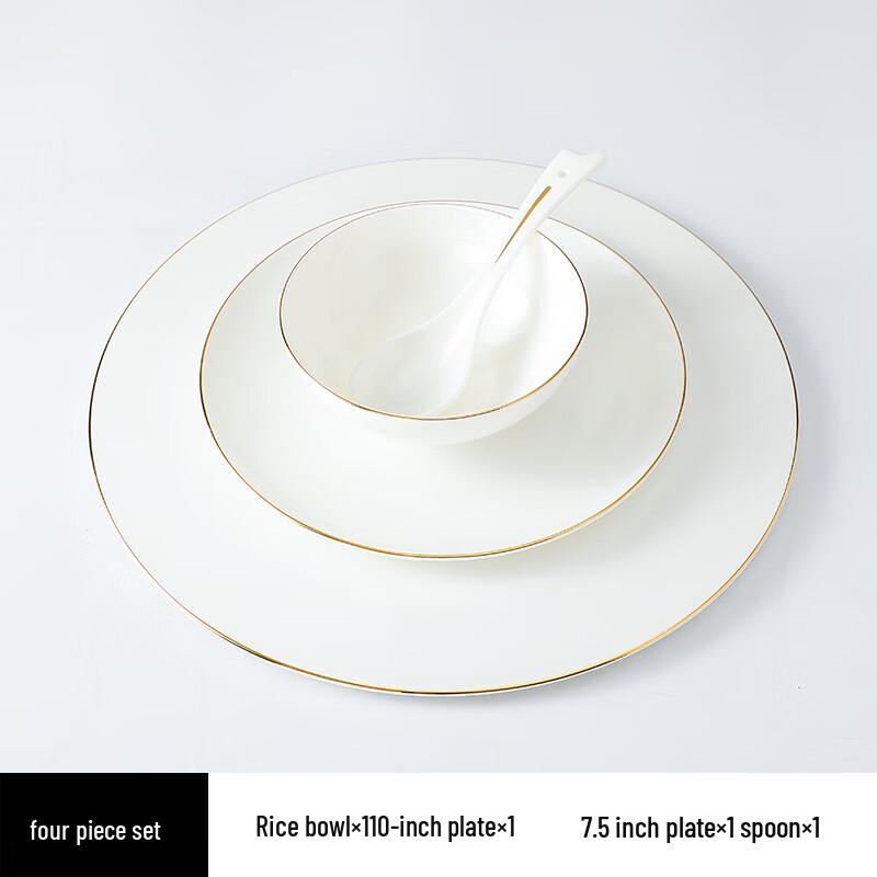 Gold-Rimmed Ceramic Dinnerware Set