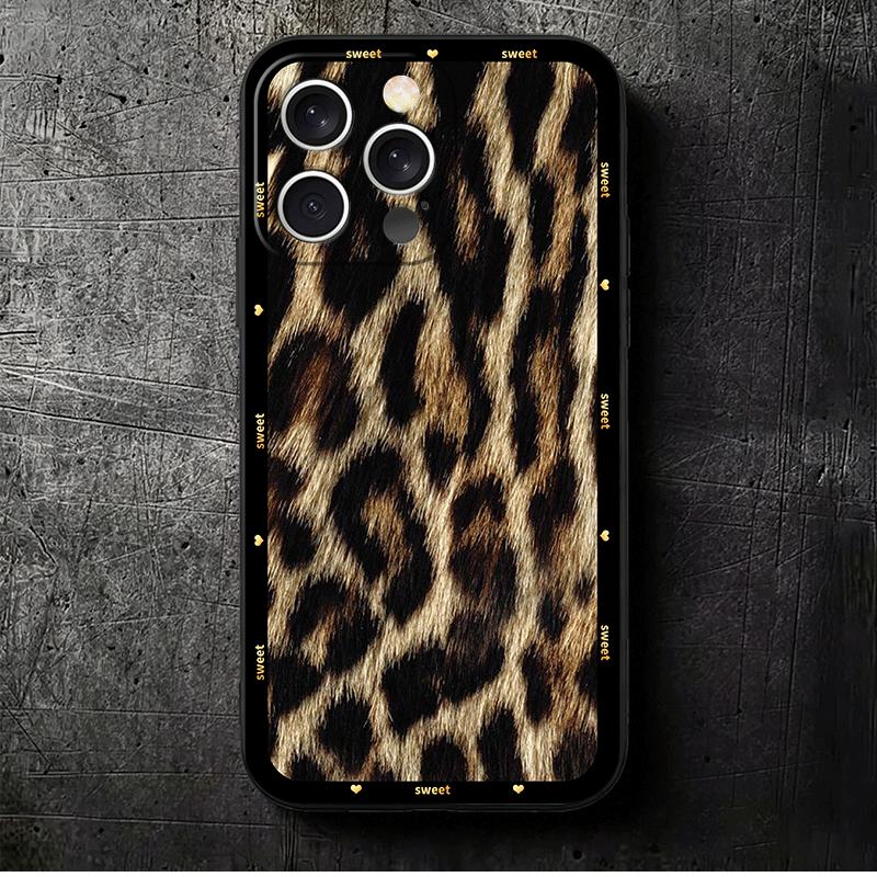 

Fashion Sweet Leopard Print Soft Phone Case for iPhone 16 16E 17 Air 15 Pro Max 14 Plus 13 Mini 11 12 7 Black Cover Back Shell iPhone 16 Plus
