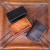 Neue Kopfschicht Kuhleder-Abholtasche für weibliche Studenten, Einfache Kartentasche, Retro-Gemüsegerbung Leder verwendet, Gebürstet, Handgefertigte Visitenkartenetui