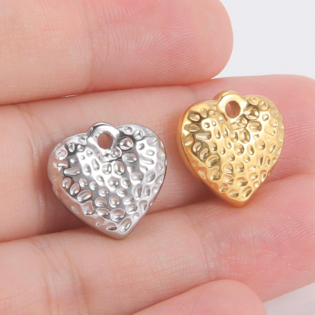 Teamer 5pcs/lot Love Heart Pendant Charms for Jewelry Making Stainless Steel Charms DIY Necklace Bracelet Accessories Supplies
