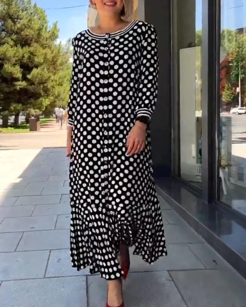 2023 Spring/Summer European and American Polka Dot Fashion Dress