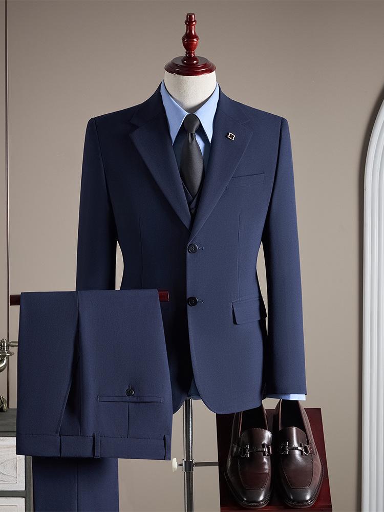 Men's Anti-Wrinkle Slim Fit Business Suit: High-End Formal Wear for Weddings and Engagements.