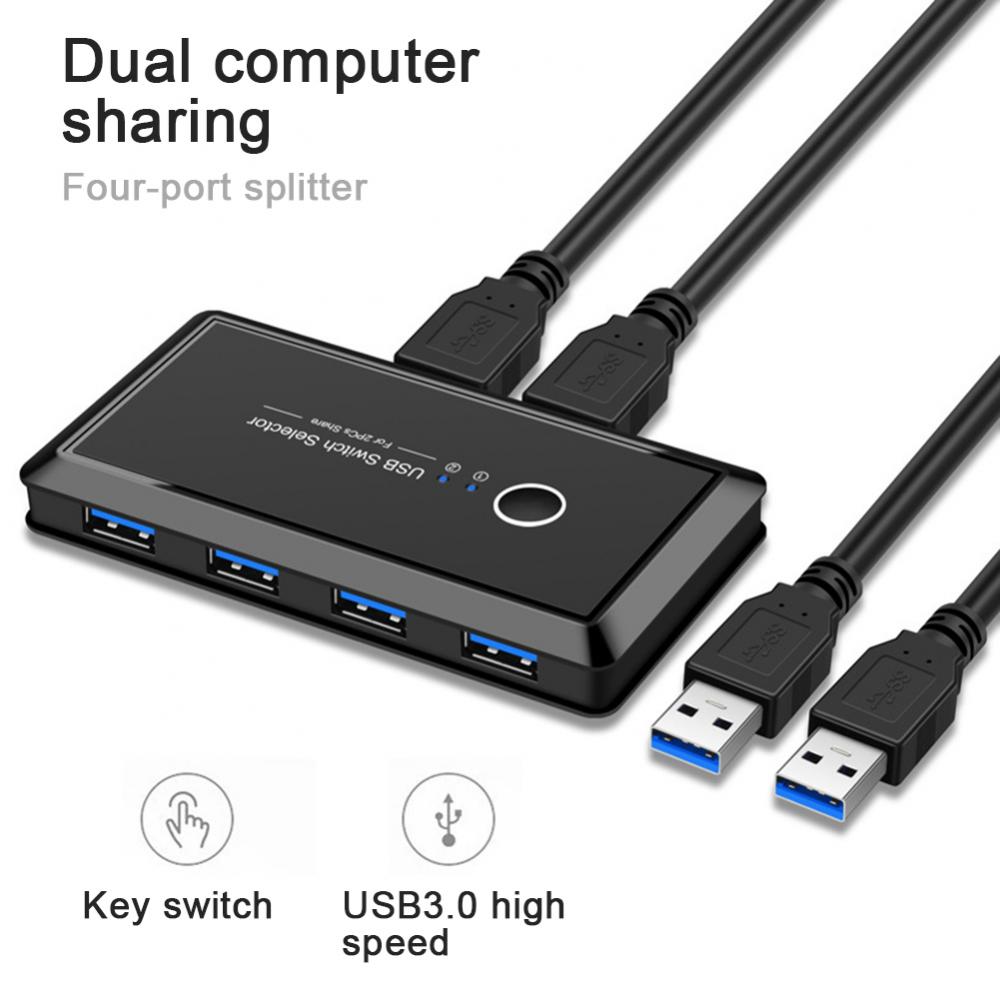 New Printer USB 3.0 Switch Hub Selector Cable 2 PCs Sharing 4 Devices for Keyboard Mouse