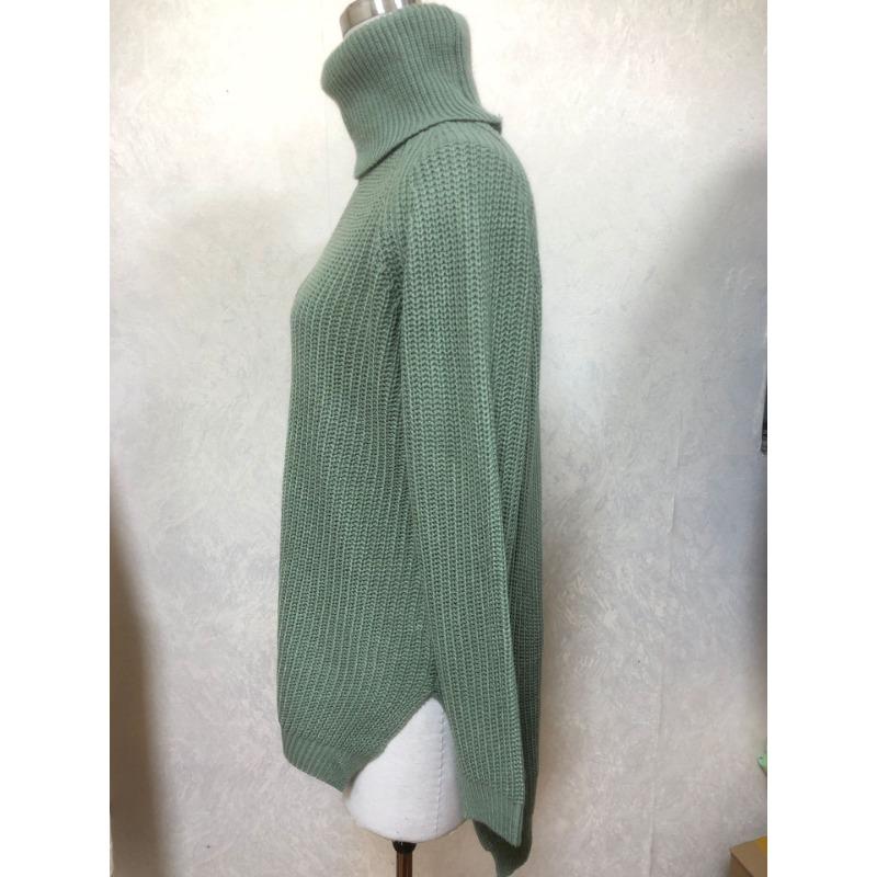 Women's Autumn and Winter Slouchy High Neck Zip Solid Colour Knitted Sweater