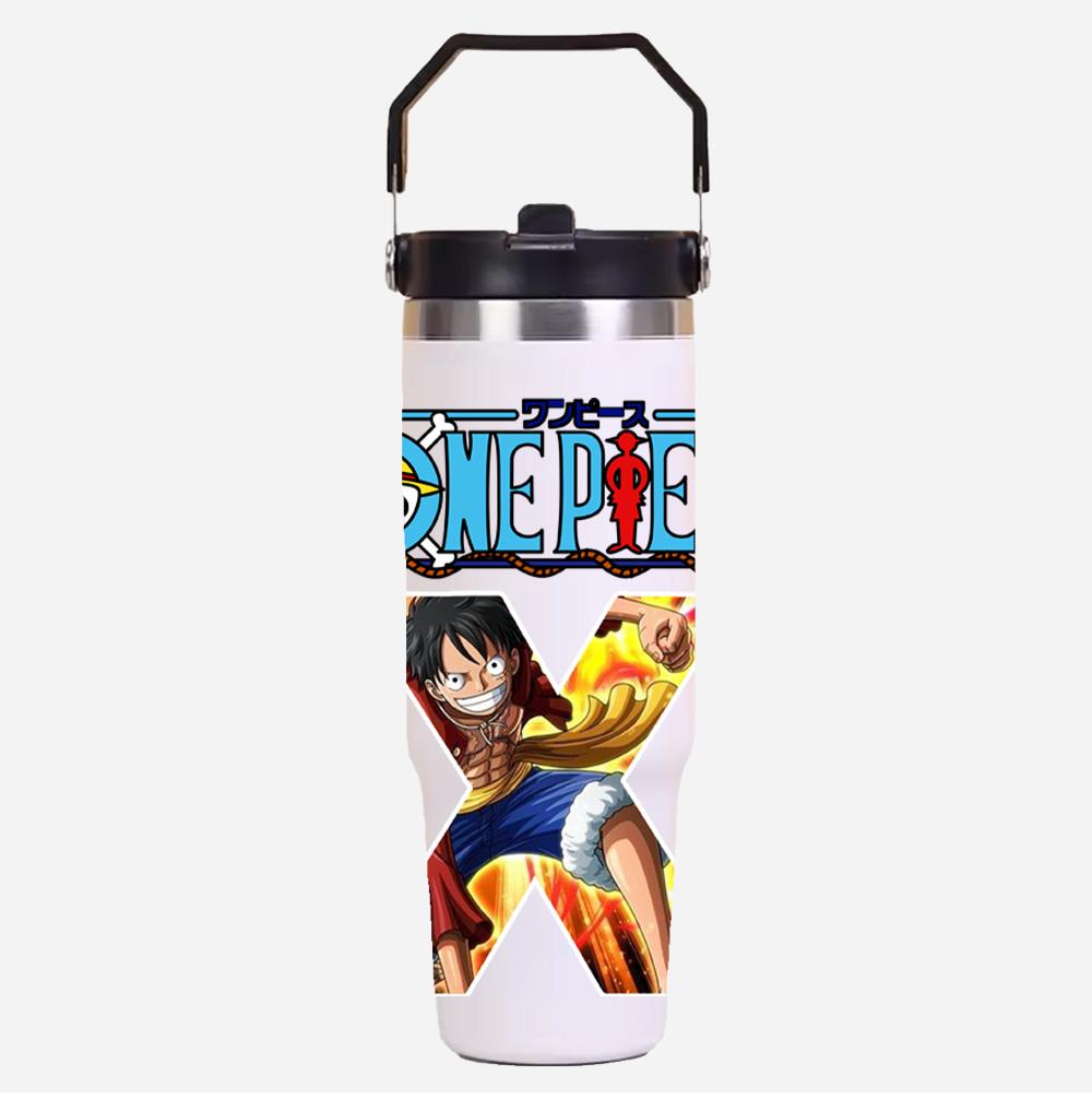 30oz Anime A-Z English Letter Printed Simple Solid Color Stainless Steel Thermos Water Cup Thermal Insulation Cold Ice Cup