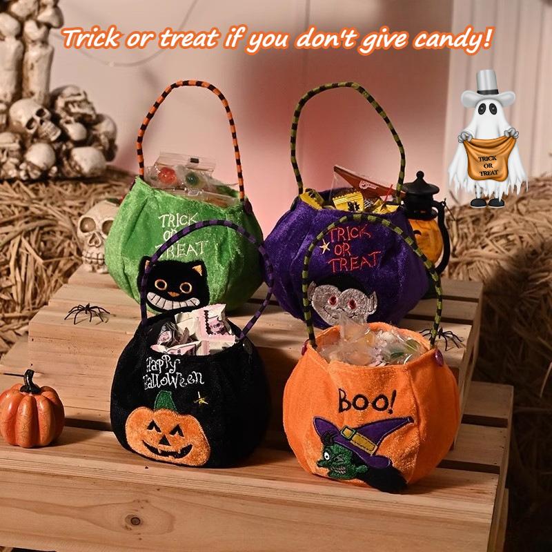 Halloween Candy Bag Kids Trick or Treat Pumpkin Handbag Vampire Candy Bucket Halloween Party Gift Bag for Children