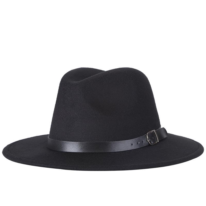 2025 New Fashion Men Fedoras Women's Fashion Jazz Hat Summer Spring Black Woolen Blend Cap Outdoor Casual Hat Adjustable Size