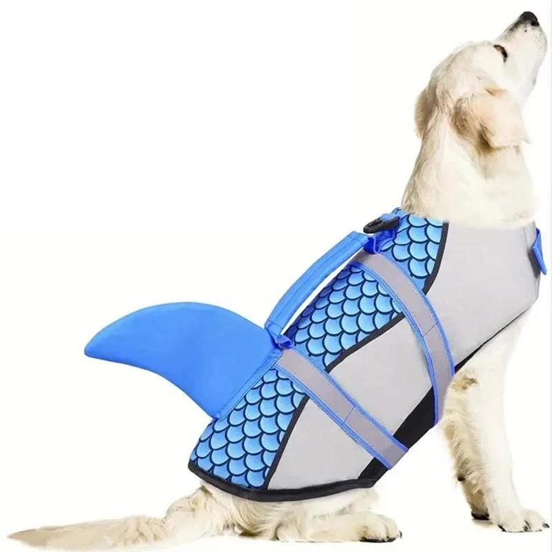 Shark Dog Life Jacket Enhanced Buoyancy Small Dogs Swimming Clothes Safety Vest with Handle for Medium Large Dog Surfing Costume