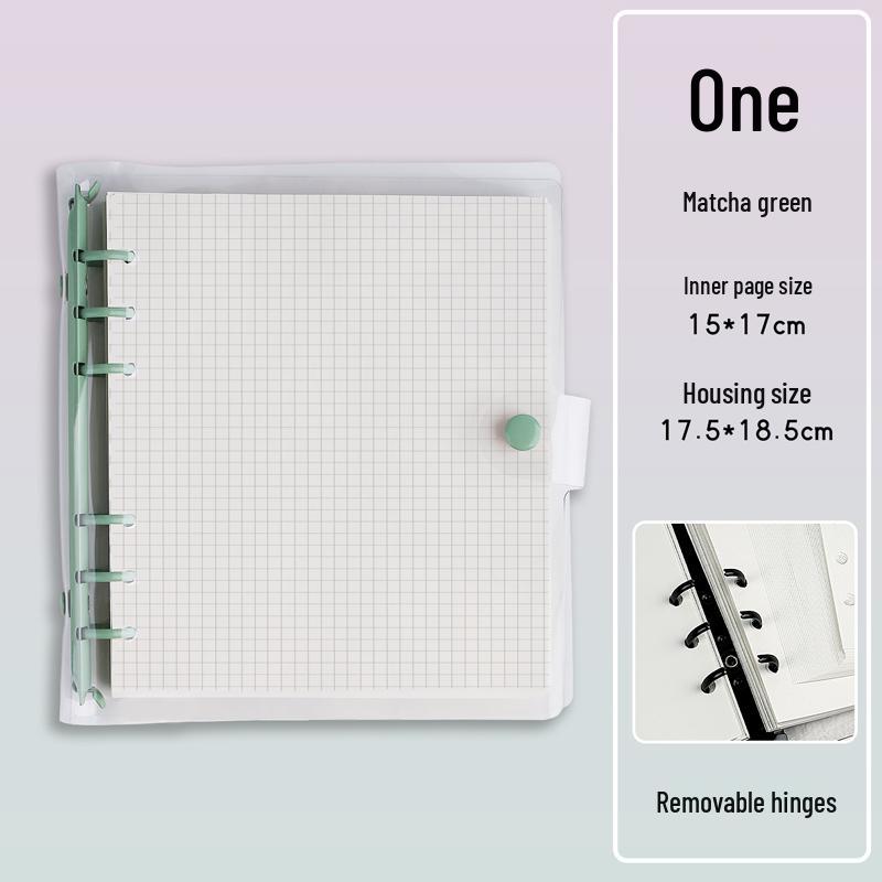 Soft Leather Ring-Bound Planner with Detachable Buckle - Square, Thickened, Grid or Blank Pages