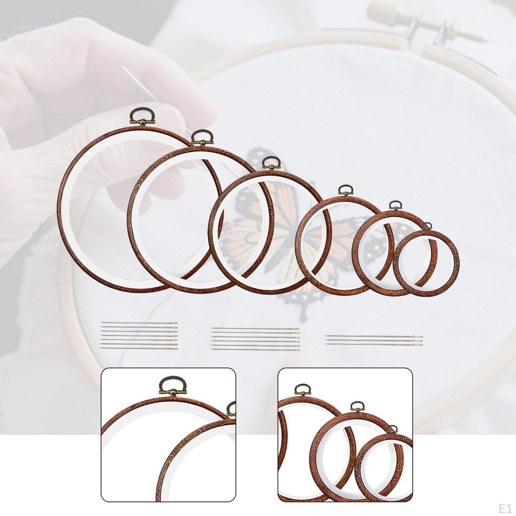 6 Pieces Embroidery Hoops Cross Stitch Hoop for Craft Projects Wedding