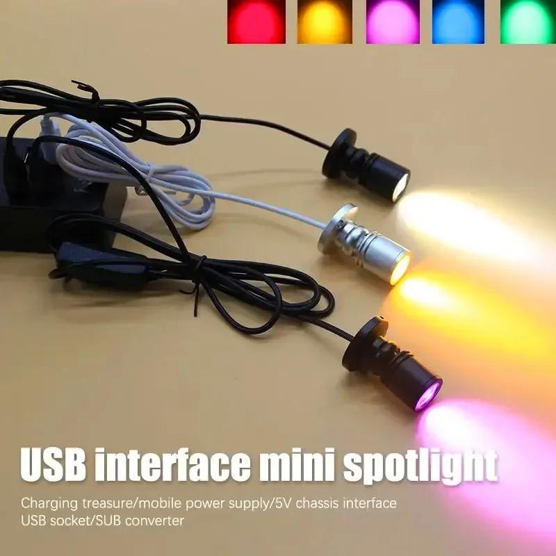 Spotlight USB 5V Led 3W Jewelry Cabinet Showcase Mini Spot Bench Lamp Ceiling Light Switch USB Interface Natural white Red Blue