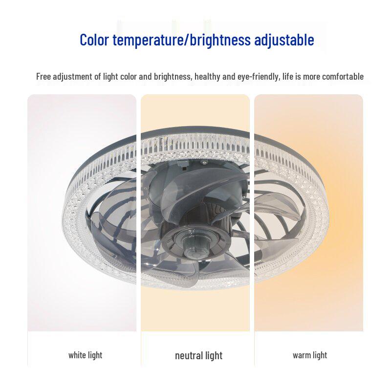 Smart Remote Control Ceiling Fan Light: Silent, Dimmable, E27 Screw, Integrated for Bedroom Lighting.