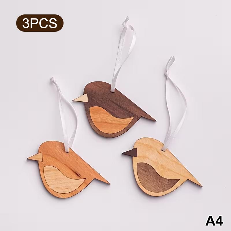 1/3Pcs Wooden Bird Hanging Decorations Artificial Wood Home Decor Vintage Style Hanging With Rope Design Pendant Bohemian Style