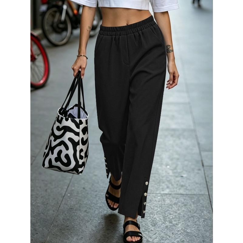 TIFICY Damenmode, lässig, einfarbig, bedruckt, hohe Taille, Hosen, Hosen und Caprihosen