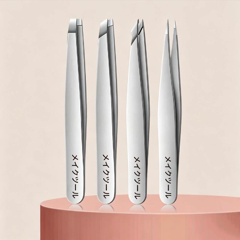 4Pcs Eyebrow Hair Removal Tweezers Set Rust-proof Stainless Steel Splinter Tool Ideal Gift for Women Beauty Lovers