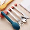 3pcs/set With Silicone Case Children's Tableware Set 304 Stainless Steel Flatware Set  Camping