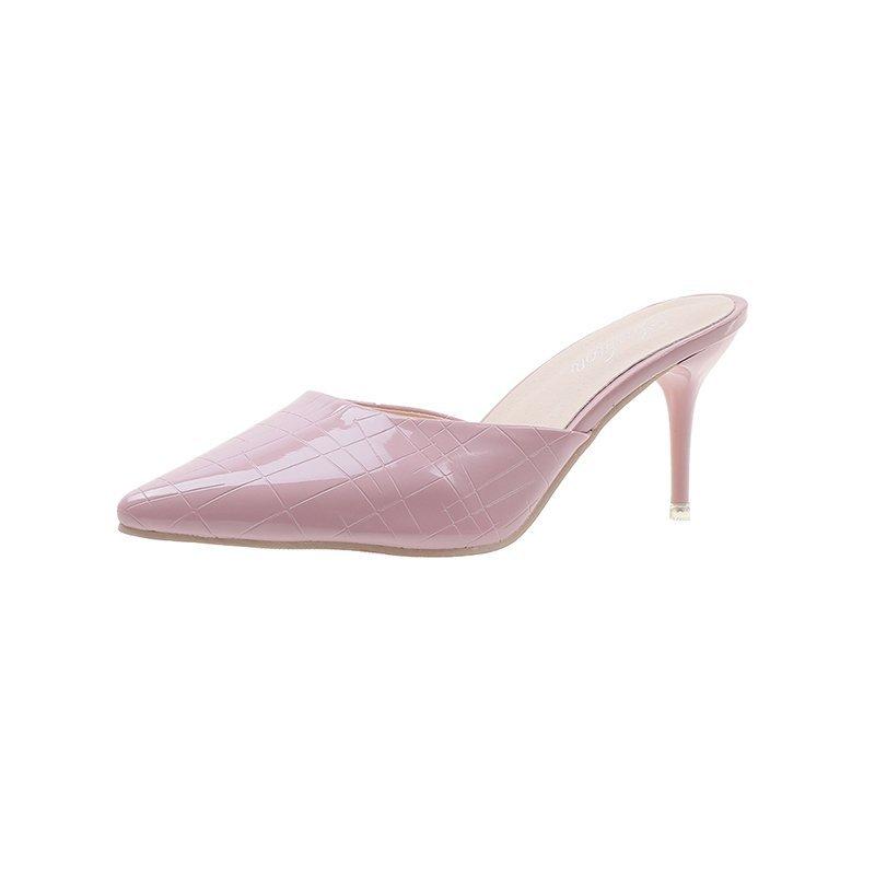 

Туфли-лодочки женские Liangluo из лакированной кожи с острым носком и неглубоким вырезом на высоком каблуке-шпильке 42 розовый