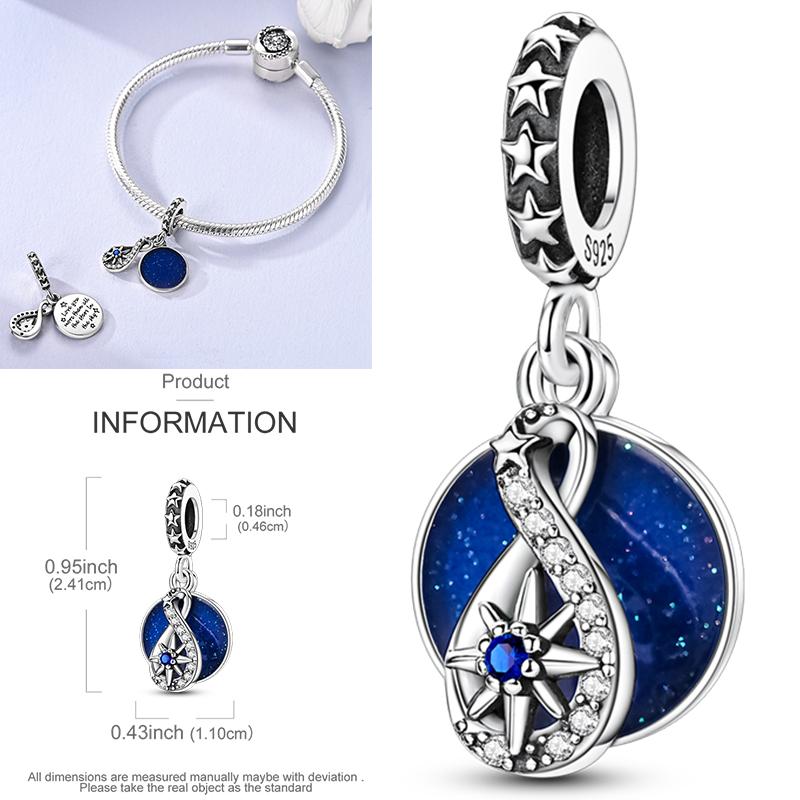 Charms Bead Copper Starlit Sky Moon Sun Earth Universe Charm Fit Bangle Bracelet Necklace Diy Jewelry